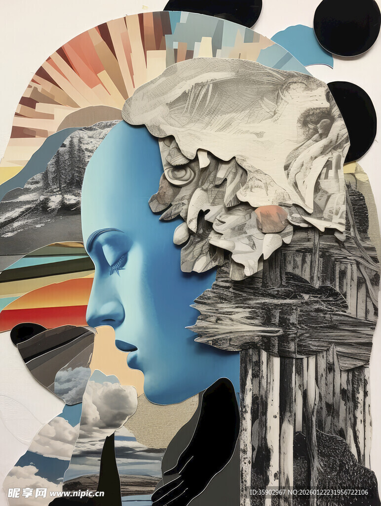 超现实拼接的奇幻人物肖像