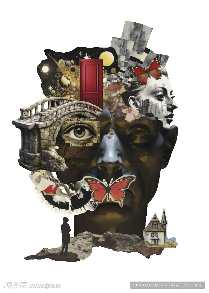 超现实拼贴艺术人脸图像