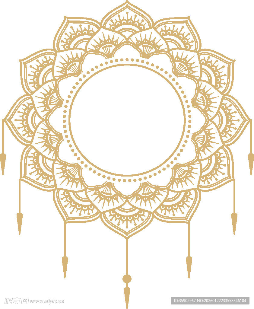 金色曼陀罗花纹装饰图案