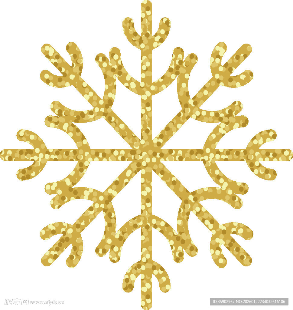 金色璀璨雪花装饰图案