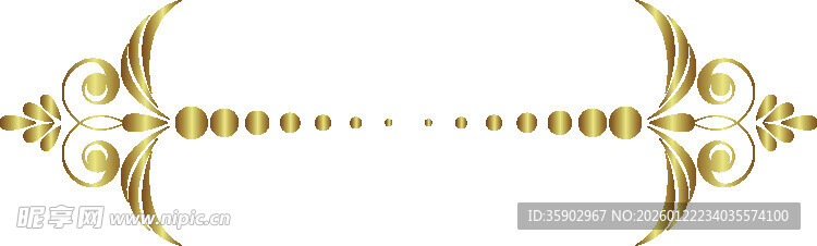 金色对称花纹装饰元素