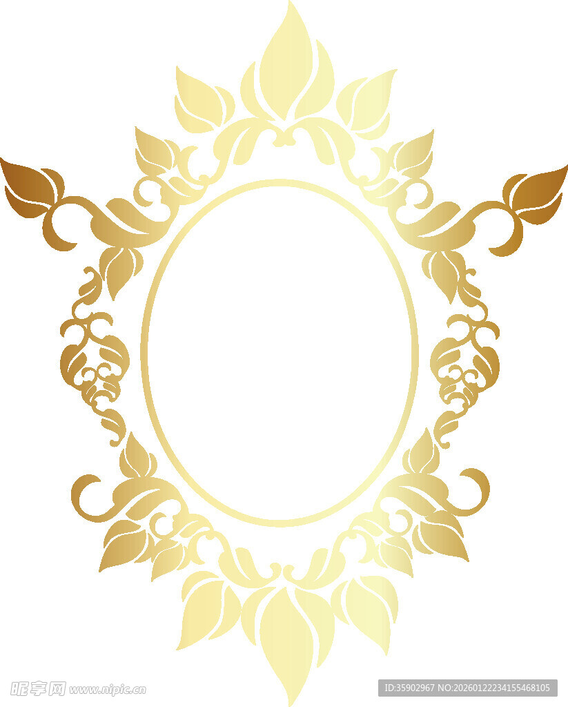 金色华丽花纹椭圆边框