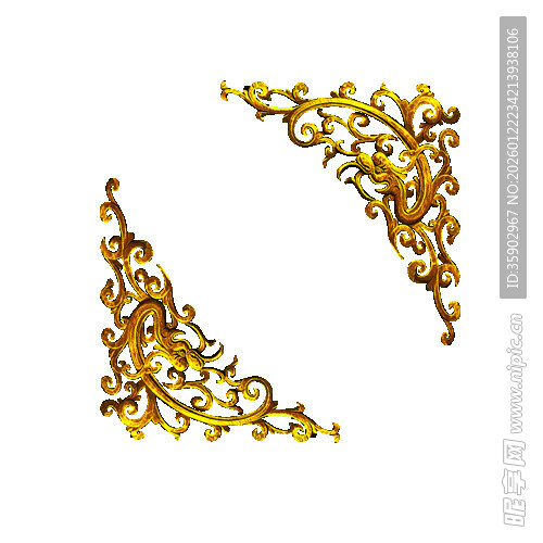 金色华丽装饰角花图案