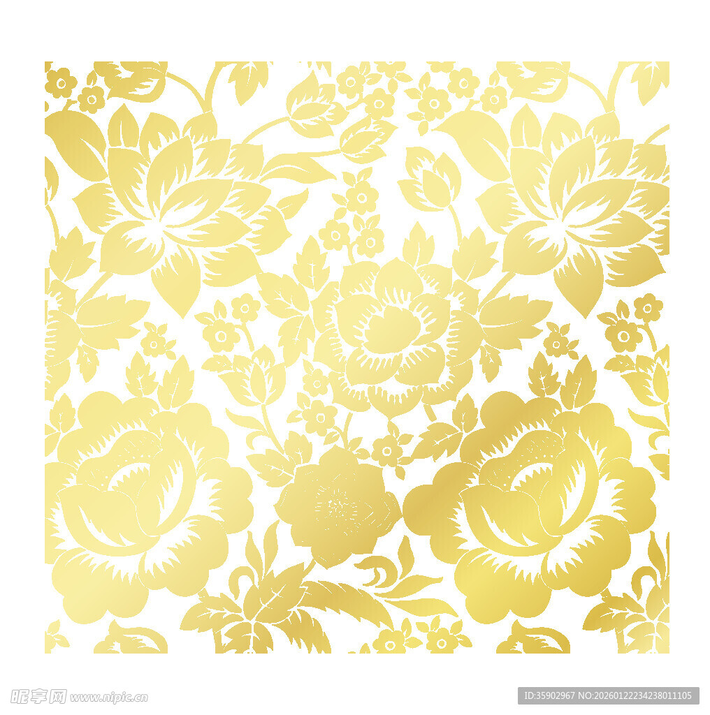 金色花卉图案装饰素材