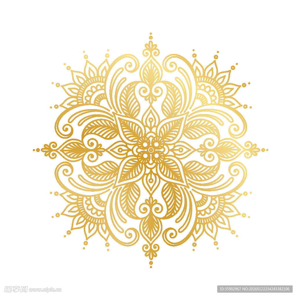 金色华丽曼陀罗花纹图案