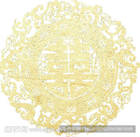 金色传统中式圆形吉祥纹饰