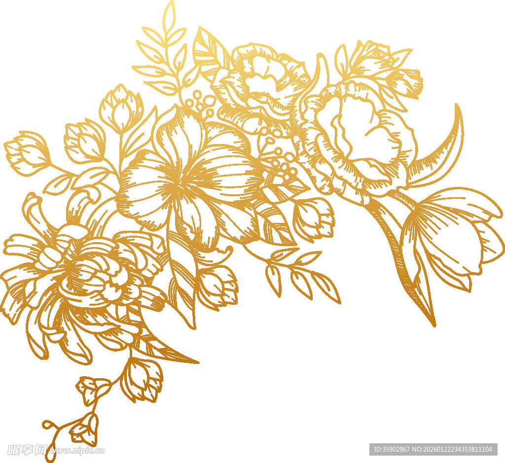 金色花卉装饰图案