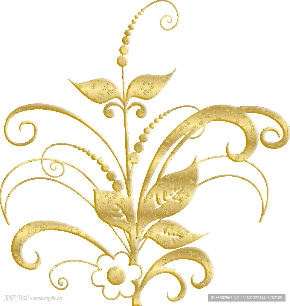 金色花卉藤蔓装饰图案