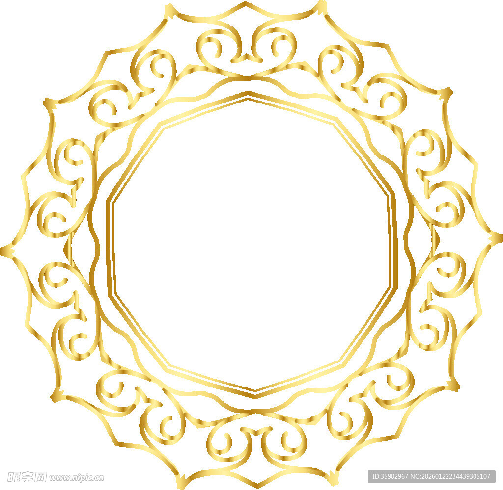 金色华丽圆形装饰边框