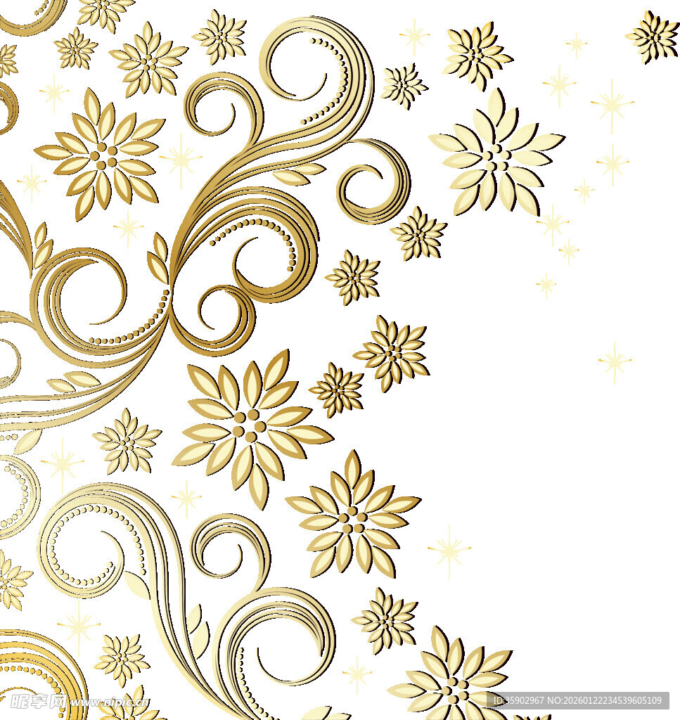 金色雪花花纹装饰图案