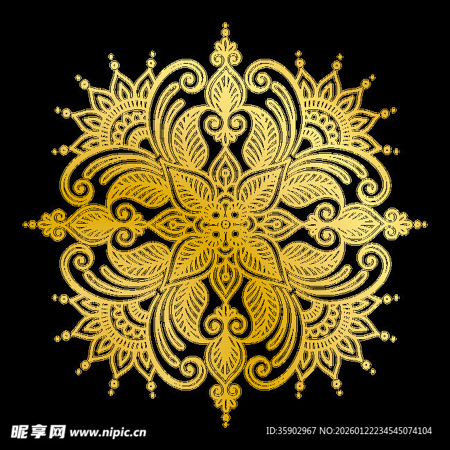 金色华丽曼陀罗花纹图案