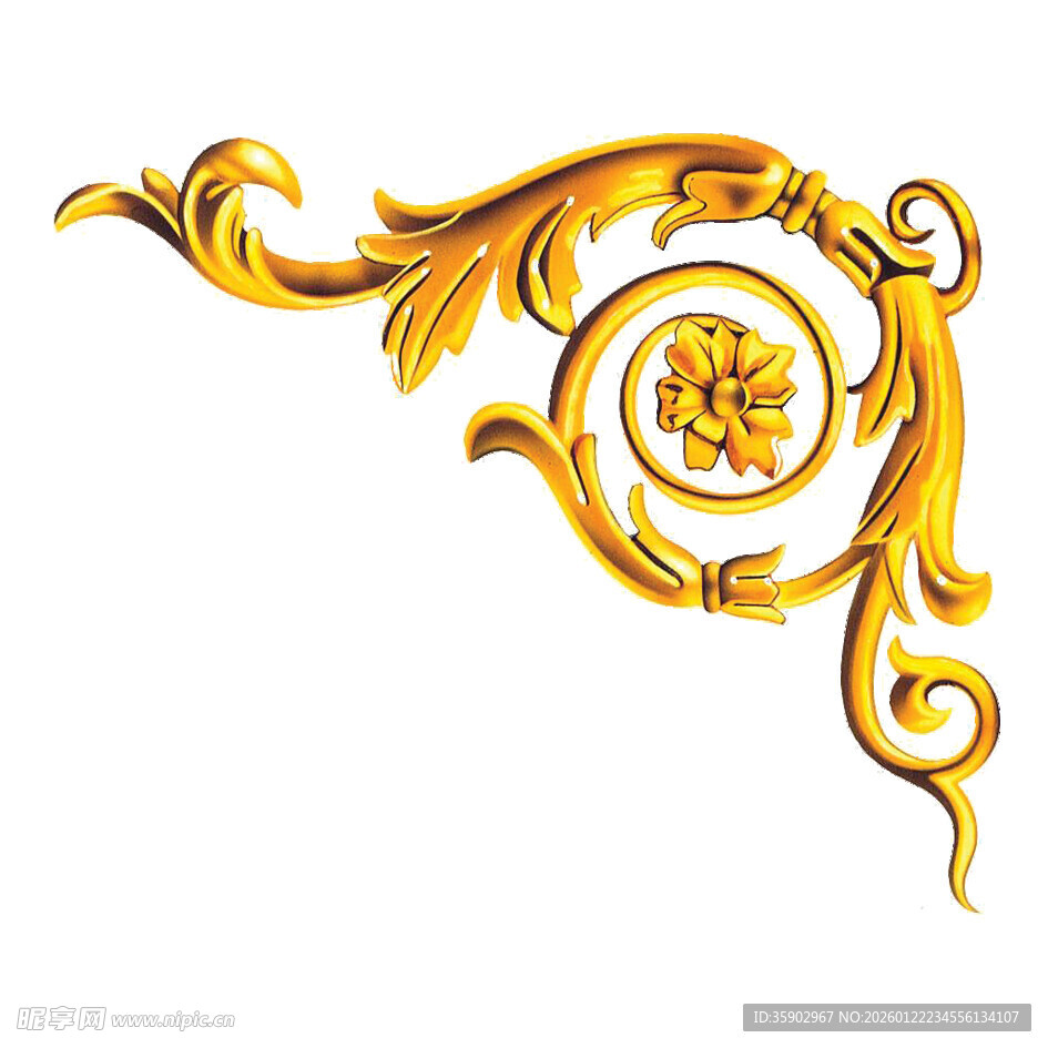 金色华丽装饰角花图案