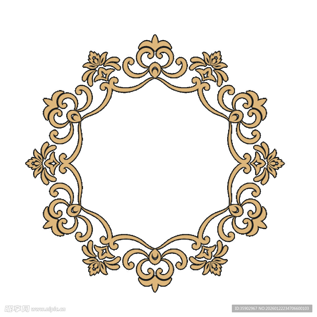 金色复古花纹圆形装饰框