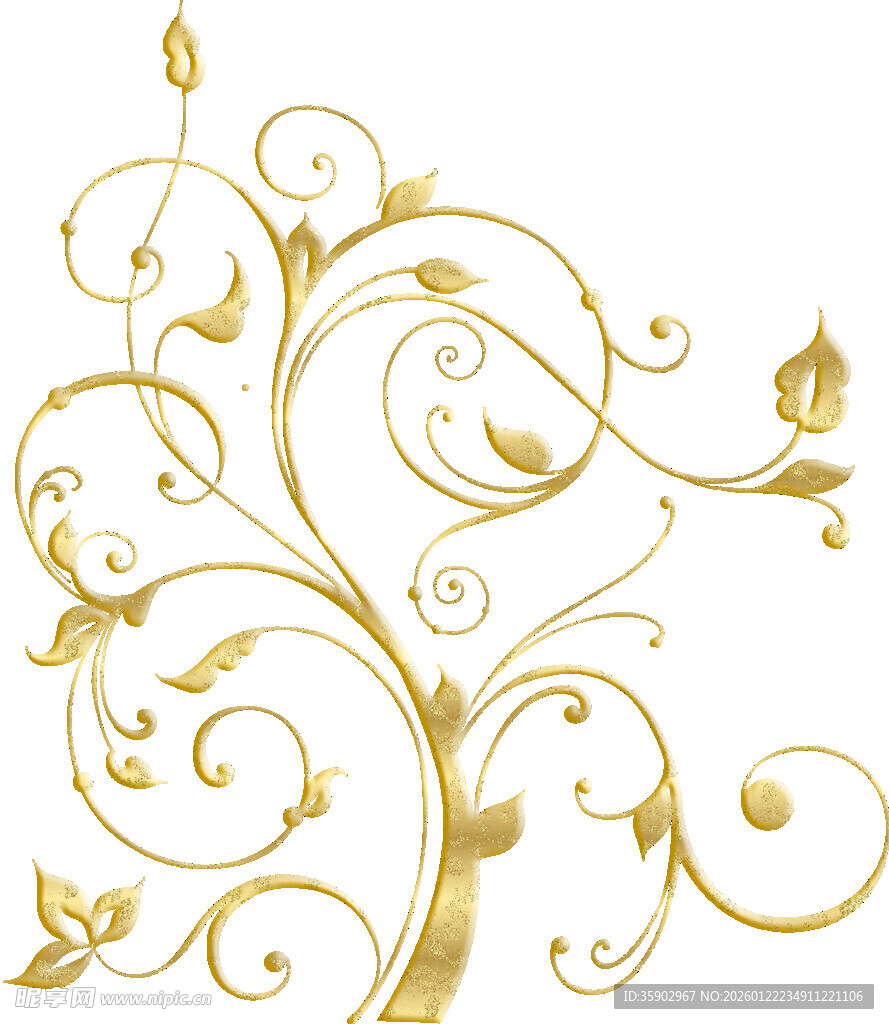 金色华丽藤蔓花纹图案