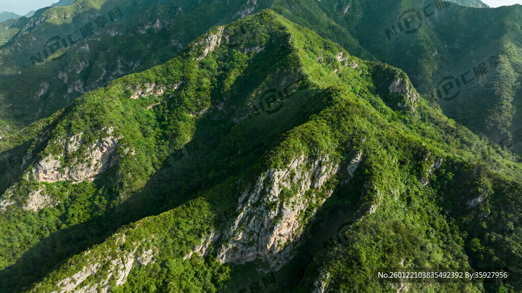 连绵起伏的绿色大山实景近景图