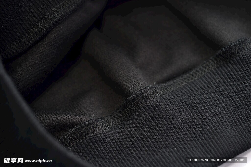黑色卫衣纹理特写