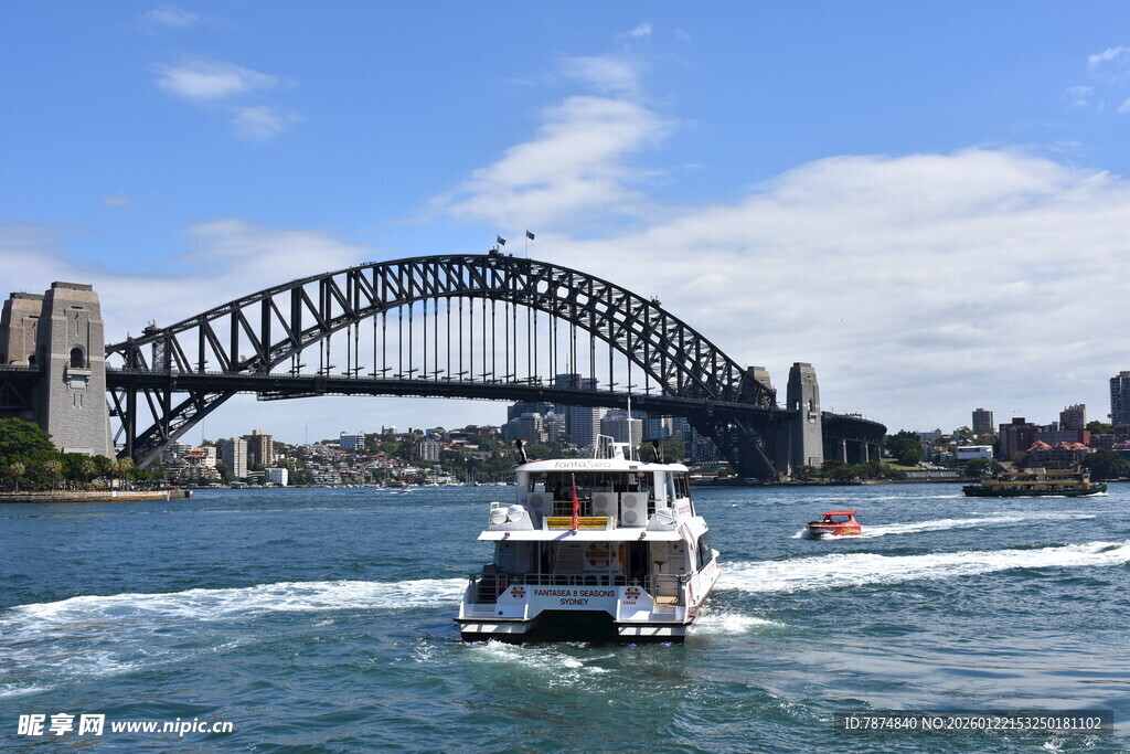 悉尼海港大桥下的游船