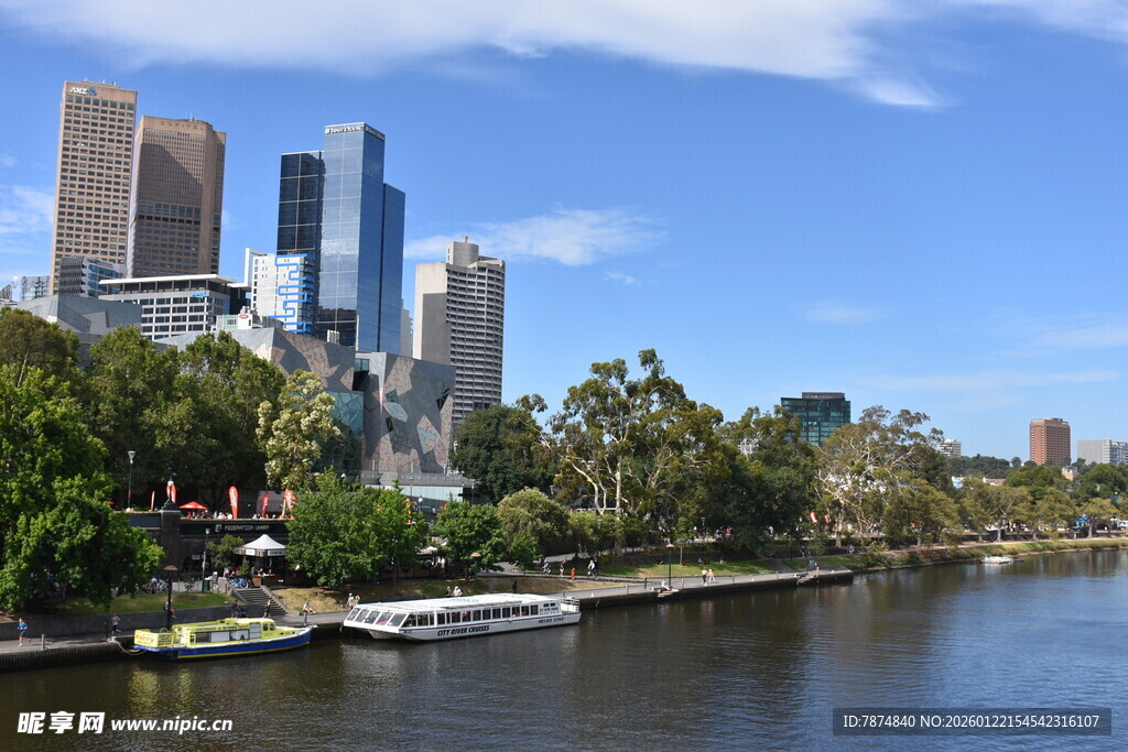 墨尔本河畔城市风光