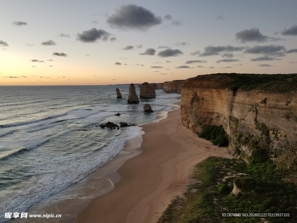 海岸日落美景 壮观海岸线