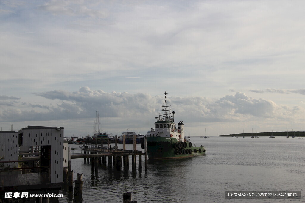 港口停泊的船只