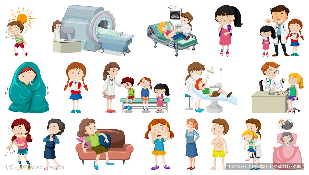 儿童医院场景插画