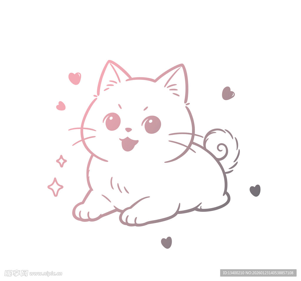 小猫手绘素材