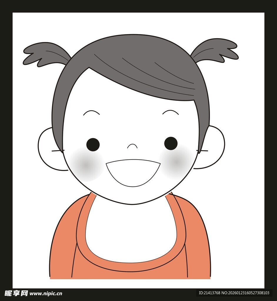 扎双马尾的微笑小女孩