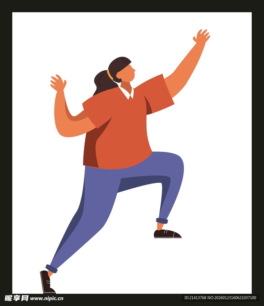 活力跳跃的红衣人物