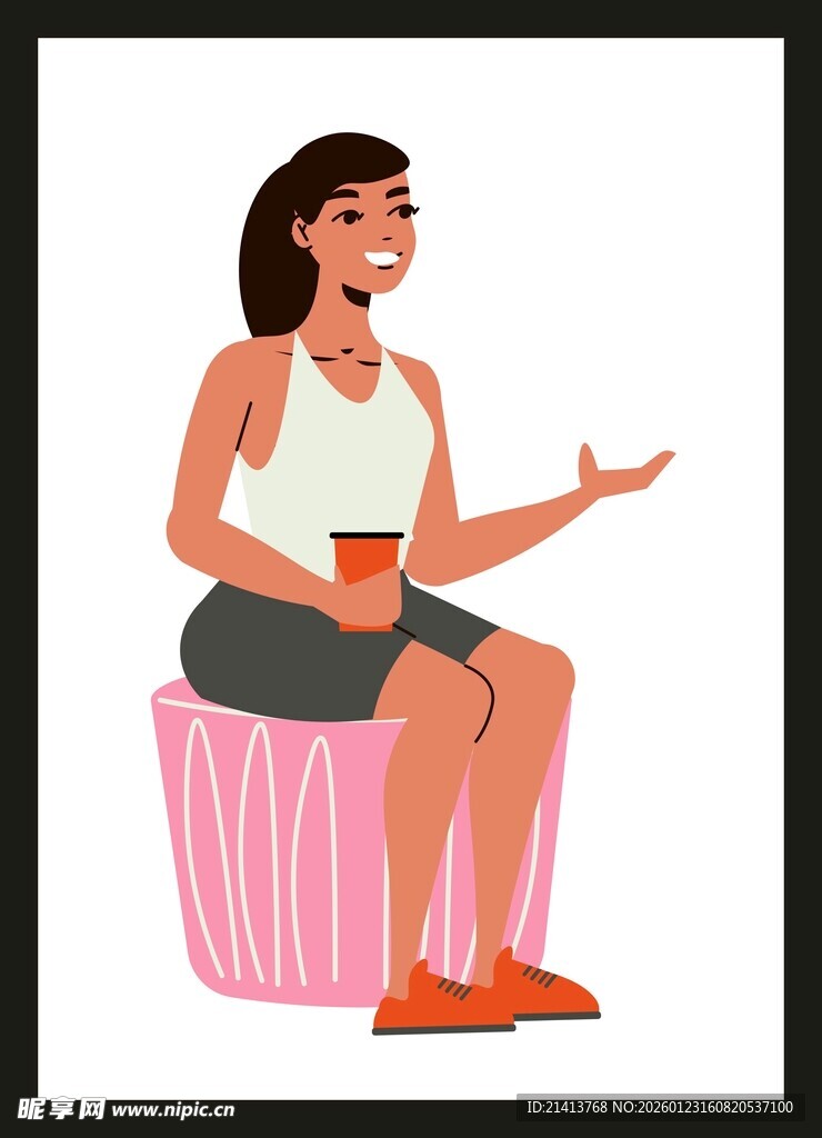 坐着喝咖啡的休闲女士