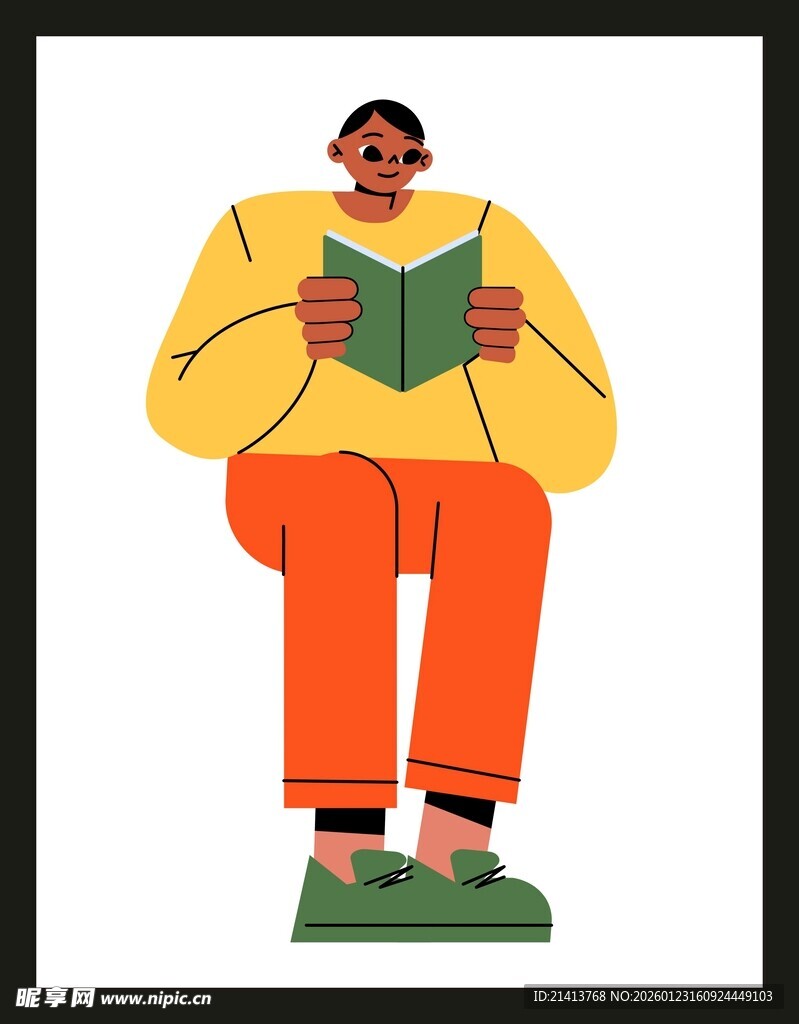 坐着阅读的时尚人物