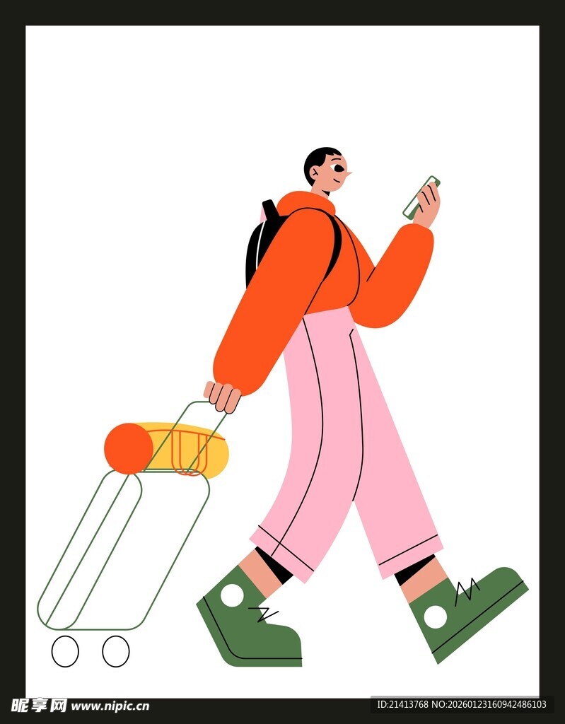 拉行李出行的时尚女士