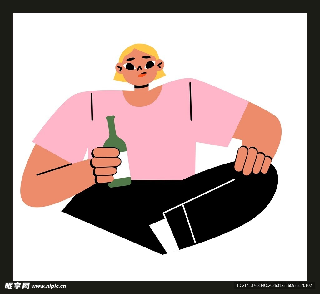 坐着喝酒的休闲男子