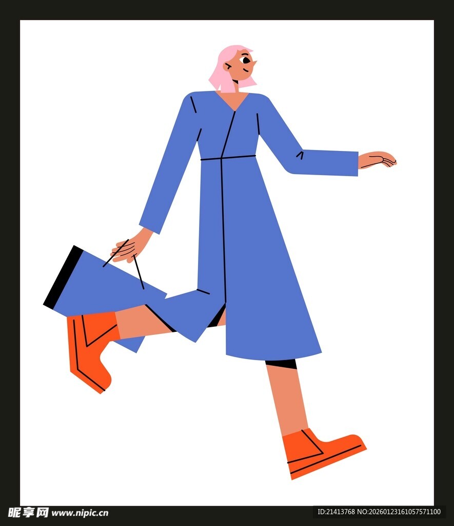 奔跑的时尚女士