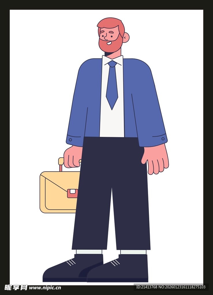 商务男士手持公文包形象