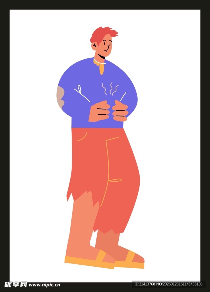 戴红帽的休闲着装男子