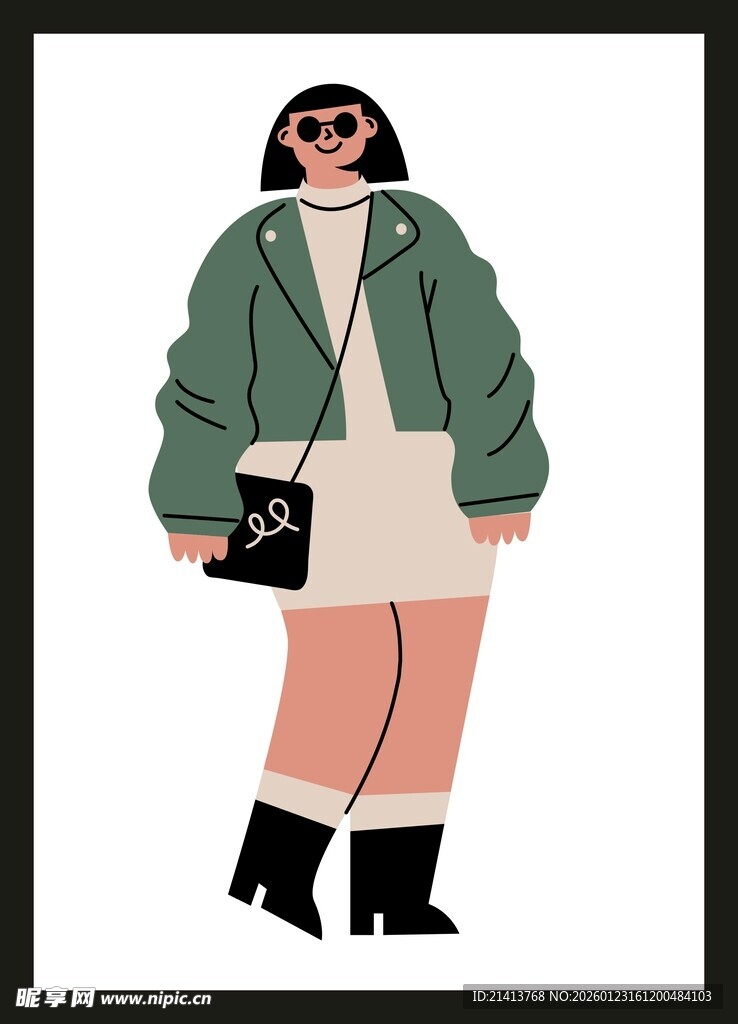 时尚穿搭女孩插画