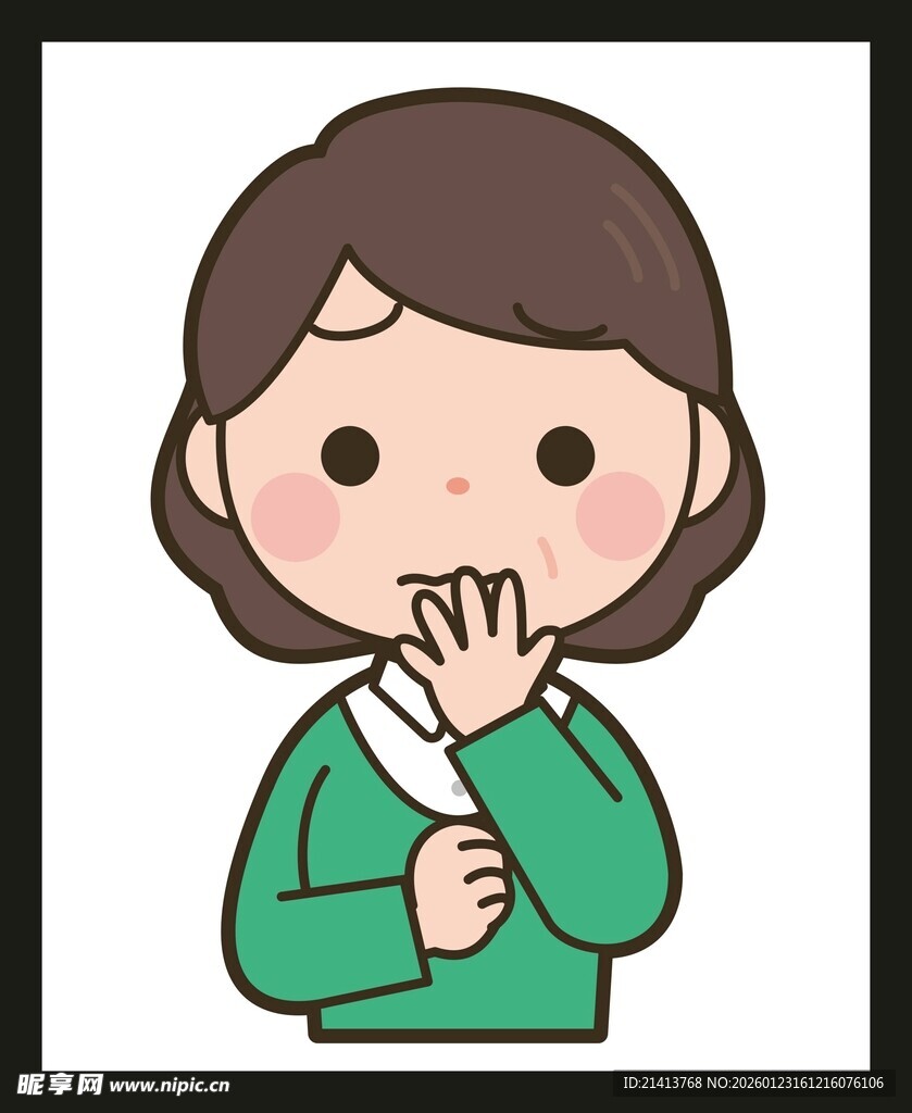 捂嘴女孩表情图