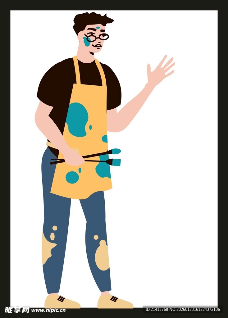 围裙男子展示帅气又随性