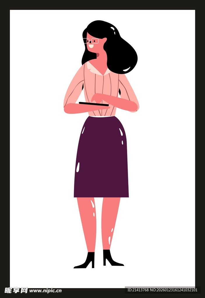 优雅女士手持托盘姿态图