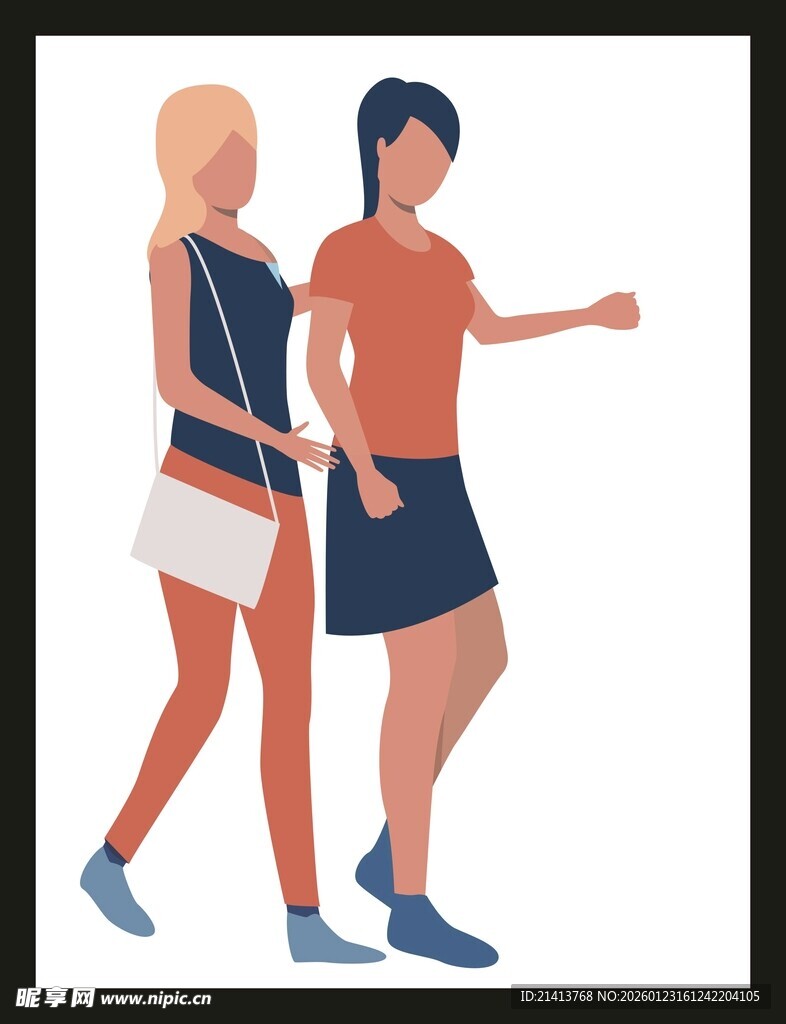 漫步街头的时尚男女