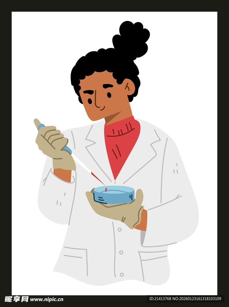 女科学家专注做实验