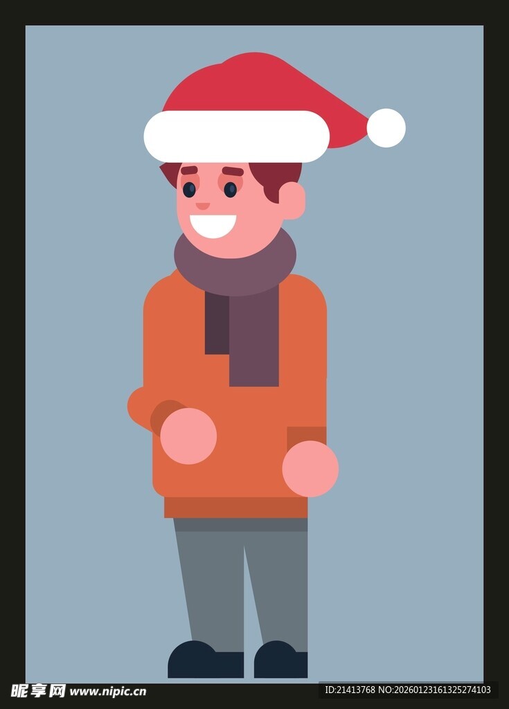 戴圣诞帽的冬日男子