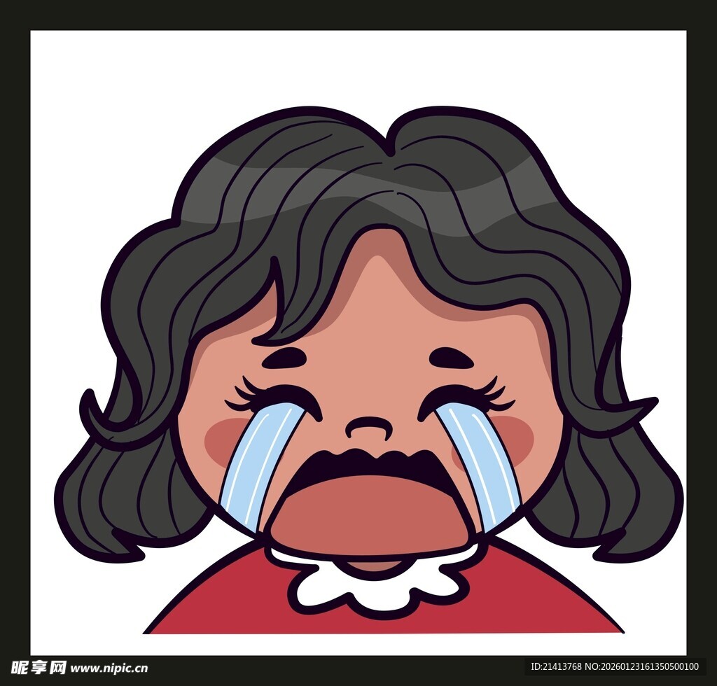 哭泣的卡通女孩