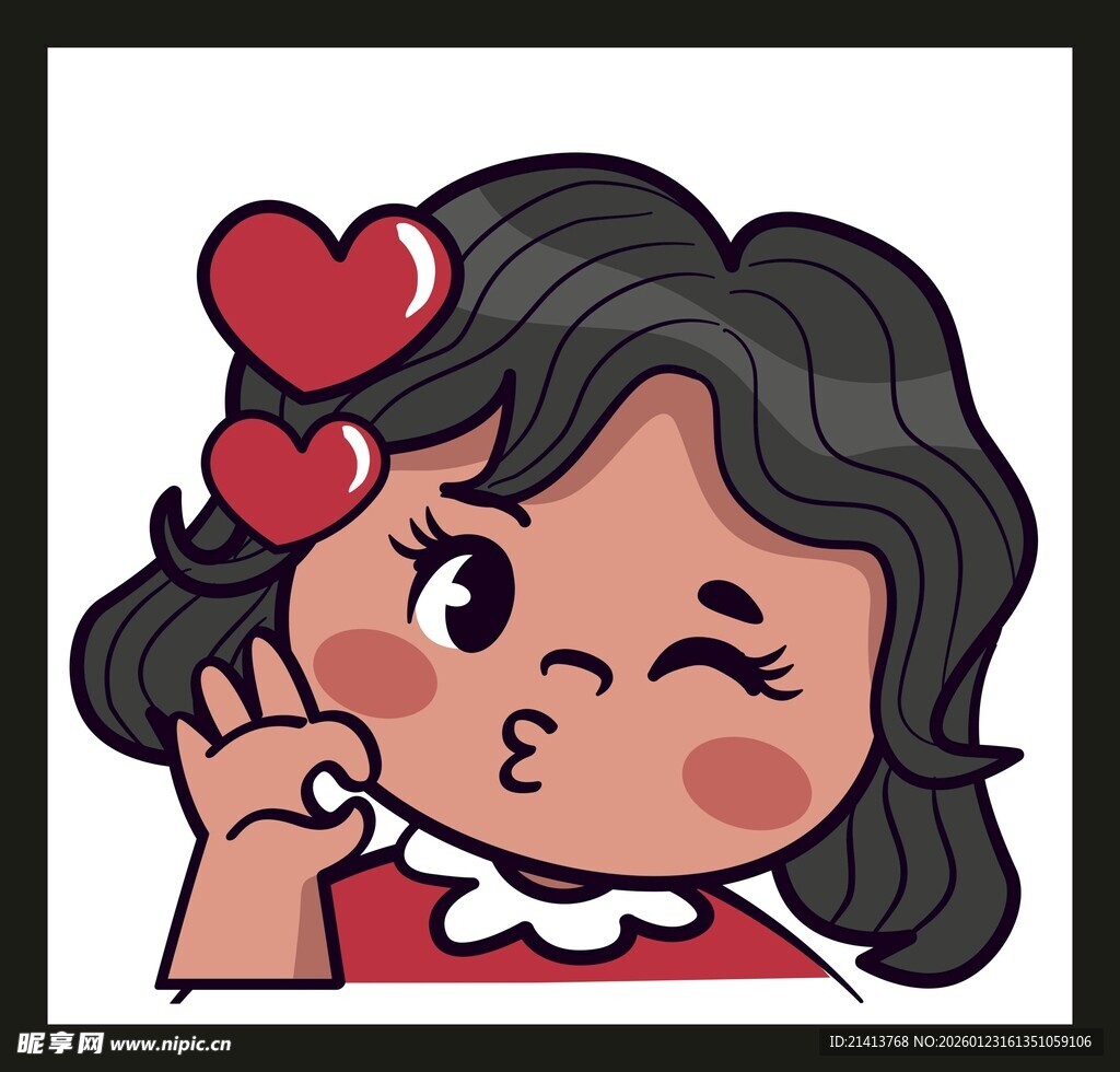 俏皮女孩比心卖萌瞬间