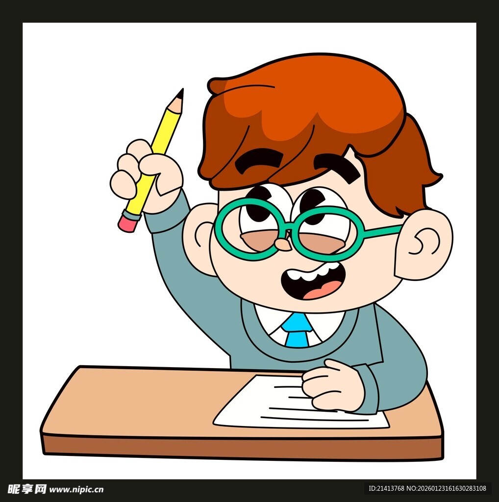 男孩专注书写瞬间