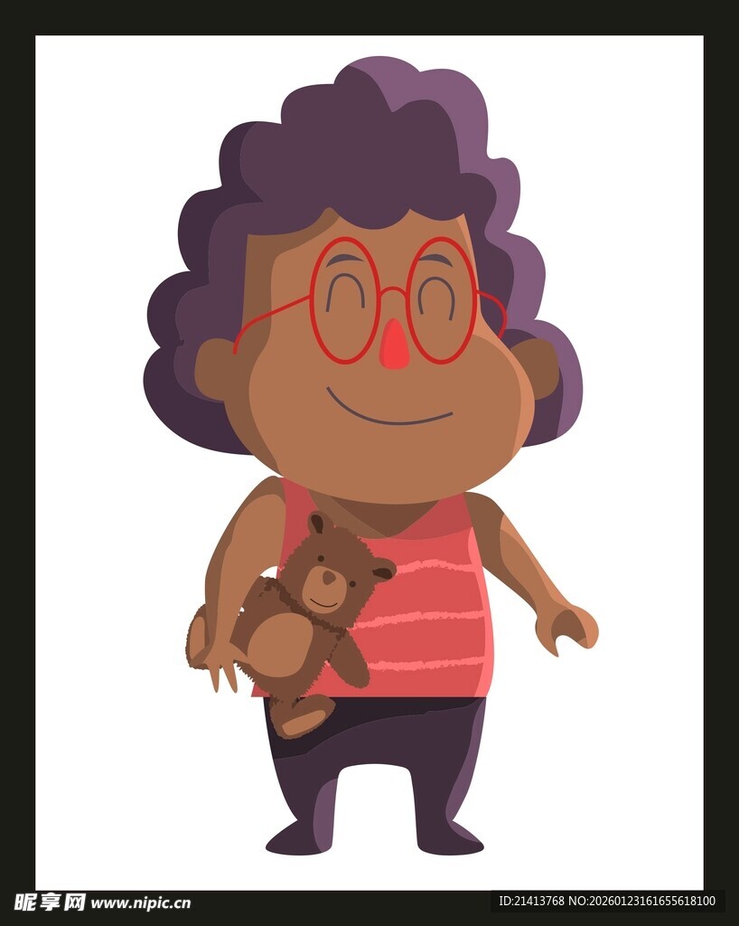 抱泰迪熊的卷发女士