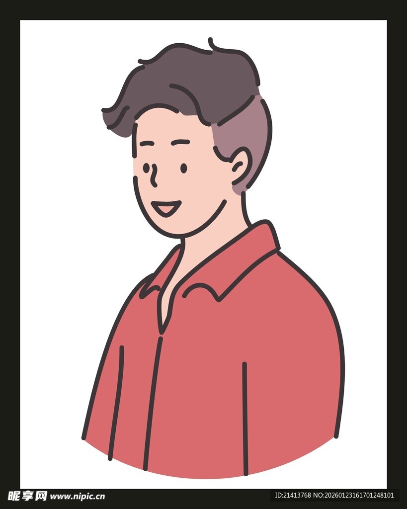 穿红衣的微笑男性