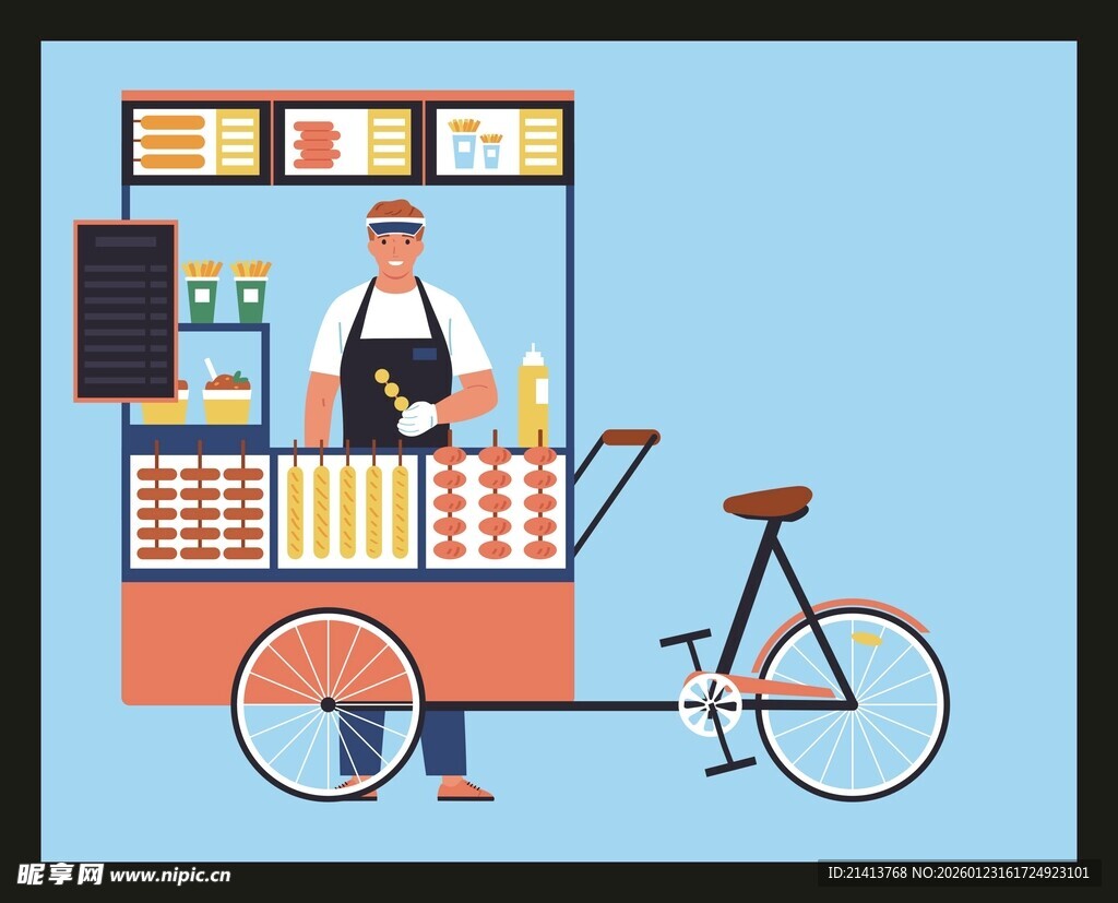 街头自行车移动售卖车