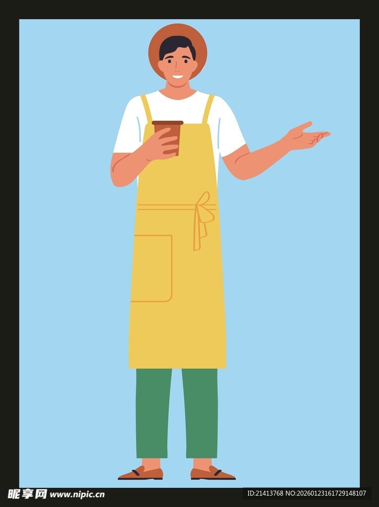 围裙女性手持物品展示