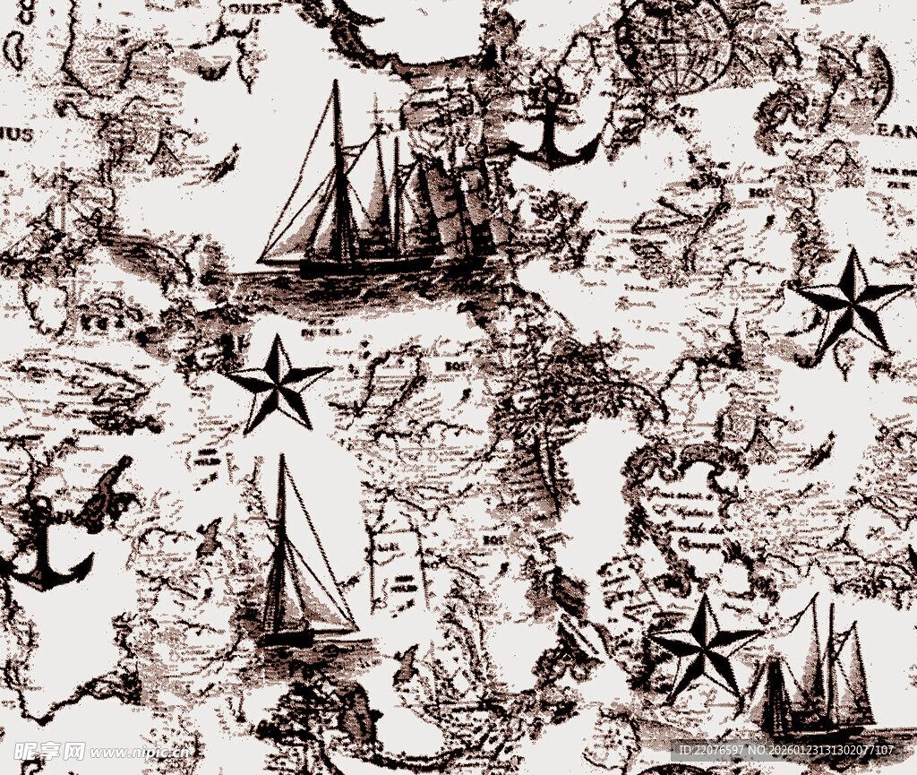 复古航海元素图案设计